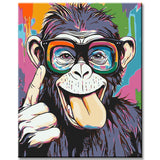 Painting by Numbers Art Animal Funny Monkey with Glasses
