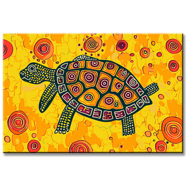 Painting by Numbers Brown Turtle on Yellow Background