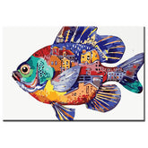 Painting by Numbers Art Animal Colorful Fish with Colorful Houses in its Belly