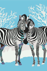 Painting by Numbers Art Animal Two Zebras Hug Each Other with Their Heads