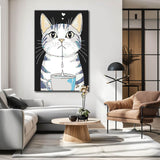 Painting by Numbers Art Animal White Cat with Gray Stripes