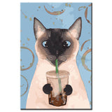 Painting by Numbers Art Animal Cat Drinking From Straw