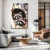 Painting by Numbers Art Animal Raccoons Peeking Out of Tree Hole