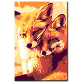 Painting by numbers art animal fox couple