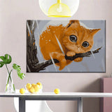 Painting by Numbers Art Animal Orange Cat Clinging To The Branch