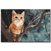 Painting by Numbers Art Animal Orange Cat Clinging To The Branch