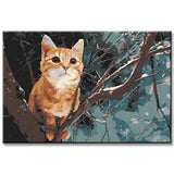 Painting by Numbers Art Animal Orange Cat Clinging To The Branch