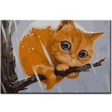 Painting by Numbers Art Animal Orange Cat Clinging To The Branch
