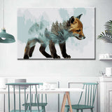 Painting by Numbers Art Animal Baby Fox with iced Body and Trees