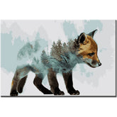 Painting by Numbers Art Animal Baby Fox with iced Body and Trees