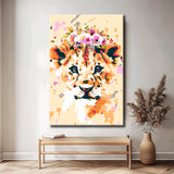 Painting by numbers baby lion with flowers on his head