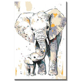 Painting by Numbers Art Animal Elephant Mom with Her Baby