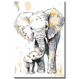 Painting by Numbers Art Animal Elephant Mom with Her Baby