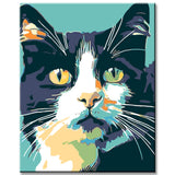Painting by Numbers Art Animal Black and White Cat Head