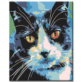 Painting by numbers art animal black and white cat head