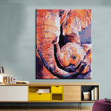 Painting by Numbers Baby Elephant Cuddling with Mother Elephant