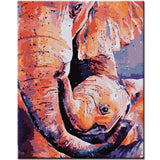 Painting by Numbers Baby Elephant Cuddling with Mother Elephant