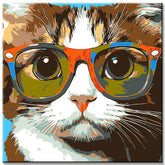 Painting by Numbers Art Animal Cat with Colorful Glasses