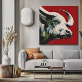 Painting by Numbers Art Animal White Bull on Red Background