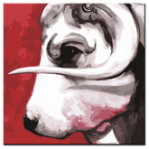 Painting by Numbers Art Animal White Bull on Red Background