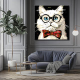Painting by Numbers Art White Cat Glasses Bow Tie Around The Neck