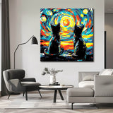 Painting by Numbers Two Cats Under Colorful Sky
