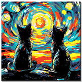 Painting by Numbers Two Cats Under Colorful Sky