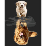 Painting by Numbers Art Animal Small Dog Puppy Reflected in The Puddle