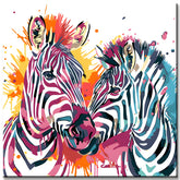 Painting by Numbers Art Animal Two Colorful Striped Zebras