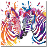Painting by Numbers Art Animal Two Colorful Striped Zebras