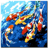 Painting by Numbers Art Animal Kois Swimming in The Water