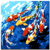 Painting by Numbers Art Animal Kois Swimming in The Water