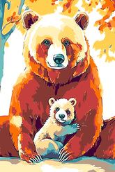 Painting by Numbers Art Animal Mama Bear with Baby Bear