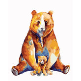 Painting by numbers art animal mama bear with baby bear
