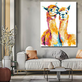 Painting by numbers art animal two cuddling alpacas