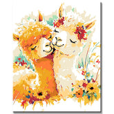 Painting by Numbers Art Animal Two Cuddling Alpacas