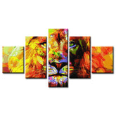 Painting by Numbers Art Animal Colorful Lion Face From The Front 5-Panel