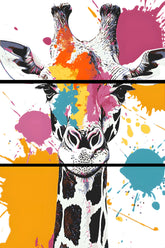 Painting by Numbers Art Animal Griraffe with Colorful Splashes of Paint - 3-Panel