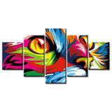 Painting by Numbers Art Animal Rainbow Cat Face 5-Panel