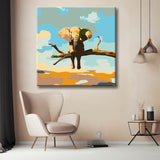 Painting by Numbers Sitting Elephant on Branch
