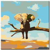 Painting by Numbers Sitting Elephant on Branch