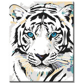 Painting by Numbers Tiger Black and White with Blue Eyes