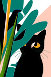 Painting by Numbers Black Cat Behind Plants