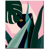 Painting by Numbers Black Cat Behind Plants