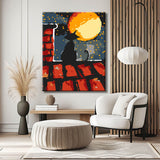 Painting by numbers Black cat behind plants-30*40cm-with stretcher frame-with covering service