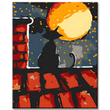 Paint by Numbers Black Cat on the Rooftop