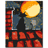 Painting by numbers Black cat behind plants-30*40cm-with stretcher frame-with covering service