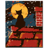 Painting by numbers Black cat behind plants-30*40cm-with stretcher frame-with covering service