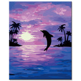 Painting by Numbers Art Animal Dolphin in The Evening Sun
