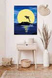 Painting by Numbers Art Animal Dolphin At Night Before Full Moon